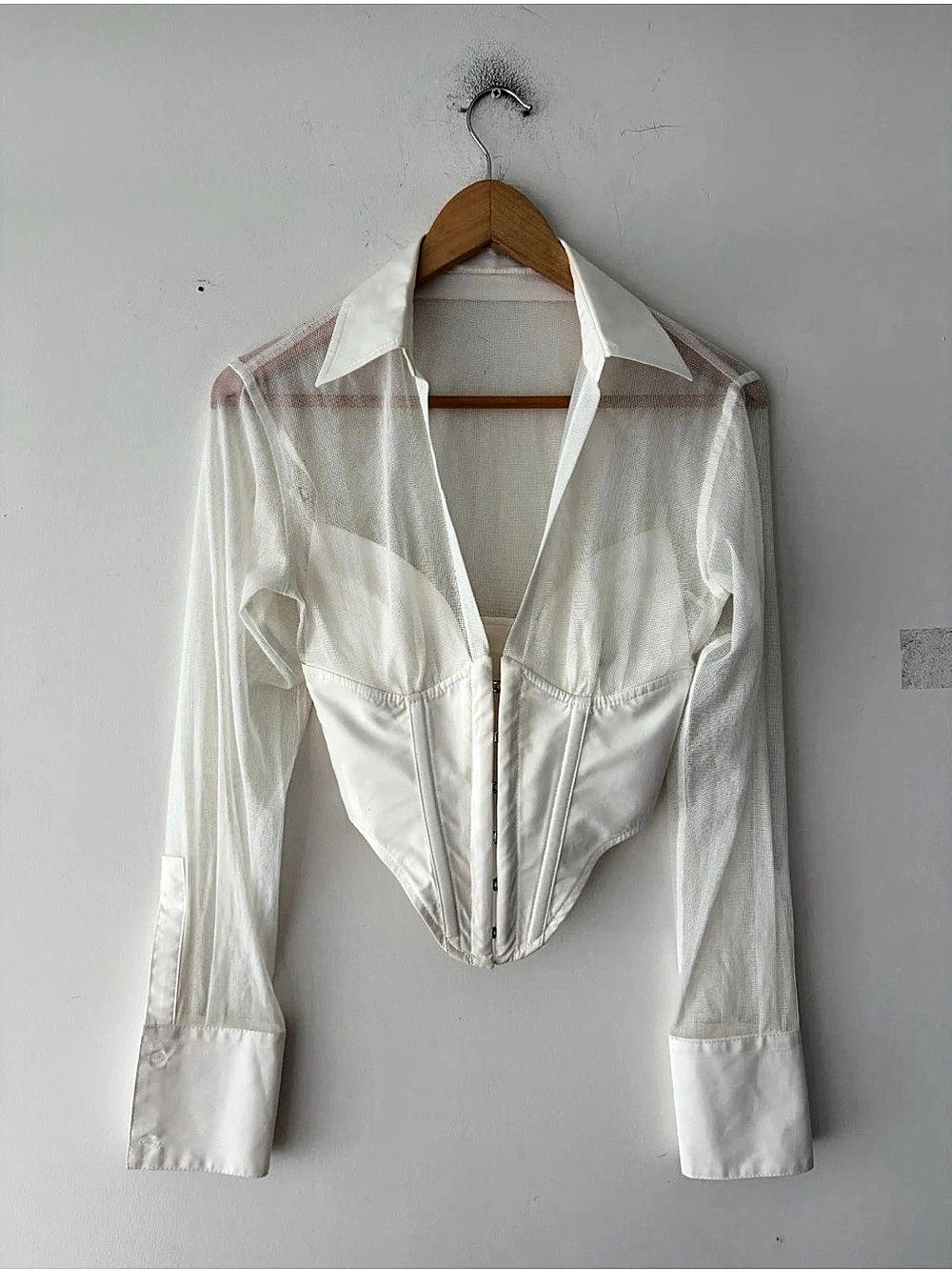 Dion Lee Grid Sheer Corset Shirt Size 0